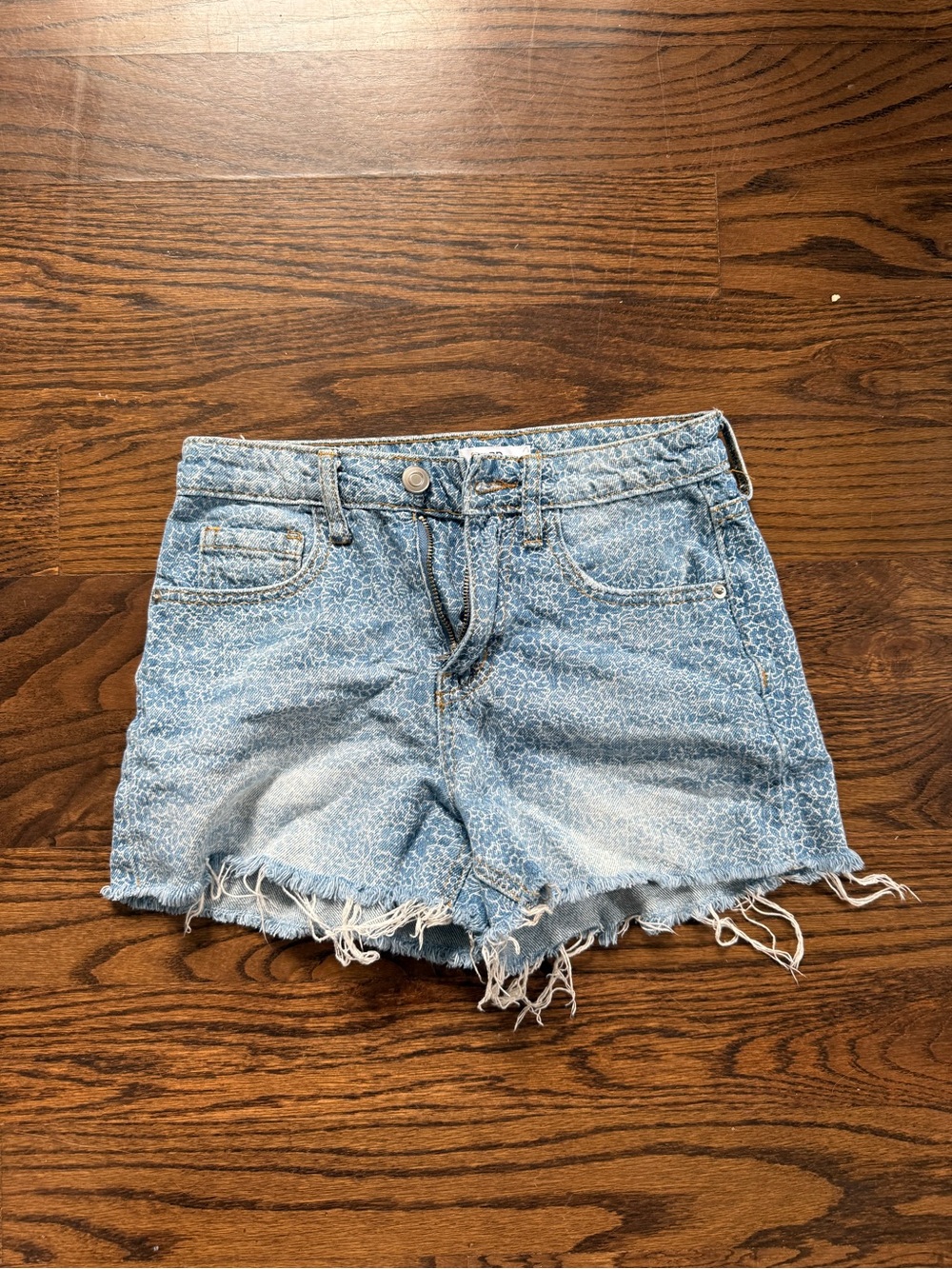 bp Light Blue Floral Print Denim Cutoff Shorts